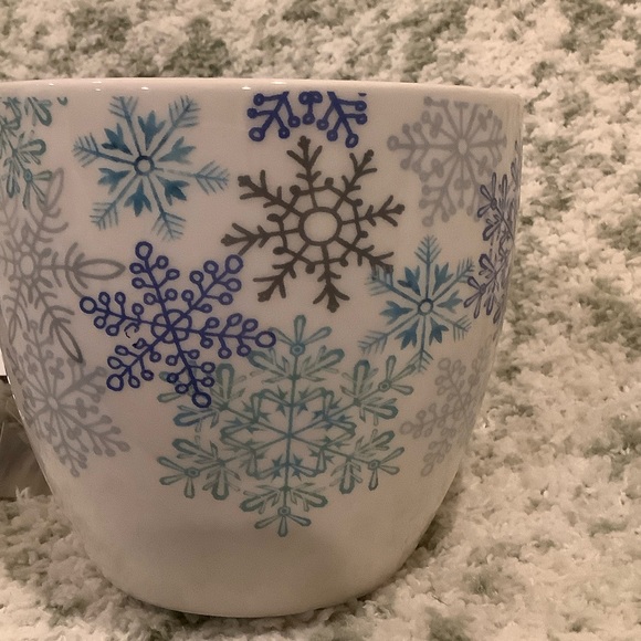 Stoneware Snowflake coffee capuccino Mug w/ snowflake Stencil NWT 14oz England - Picture 7 of 16